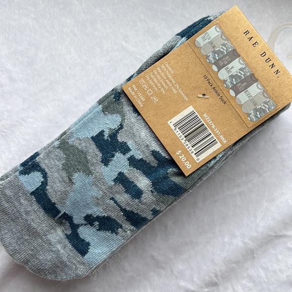 Rae Dunn 10 pack ankle socks blue camo - Picture 3 of 10